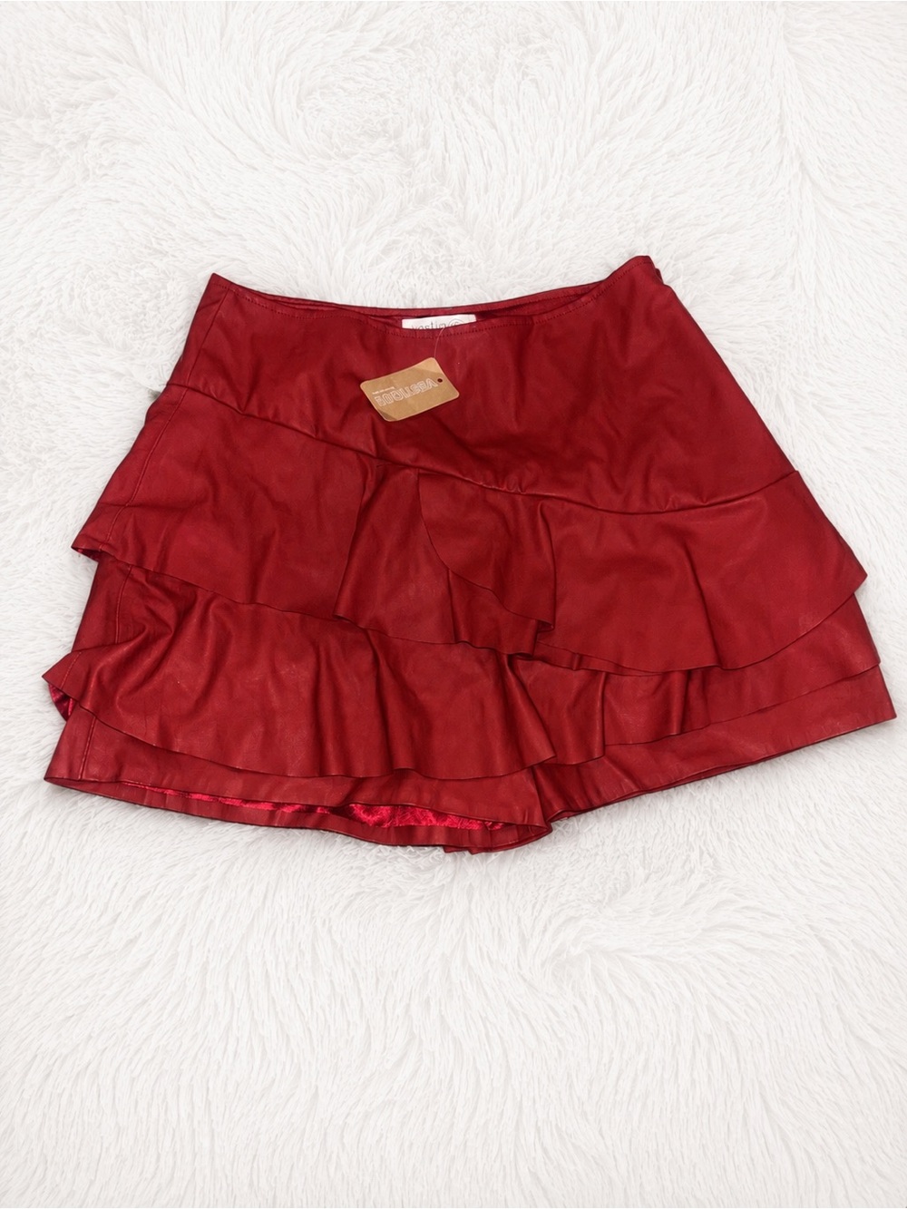 vestique Red Faux-Leather Mini Skirt
